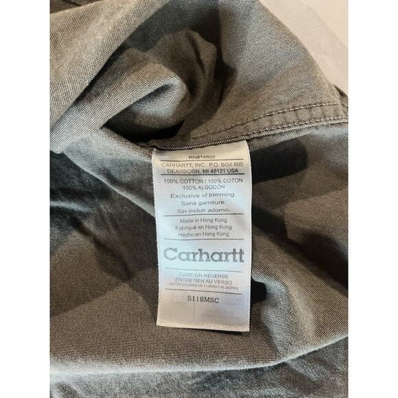 LOT(2) Carhartt S107SIE Shirts Burnt Orange/Gray Button Up Short Sleeve Mens XL - Picture 15 of 16
